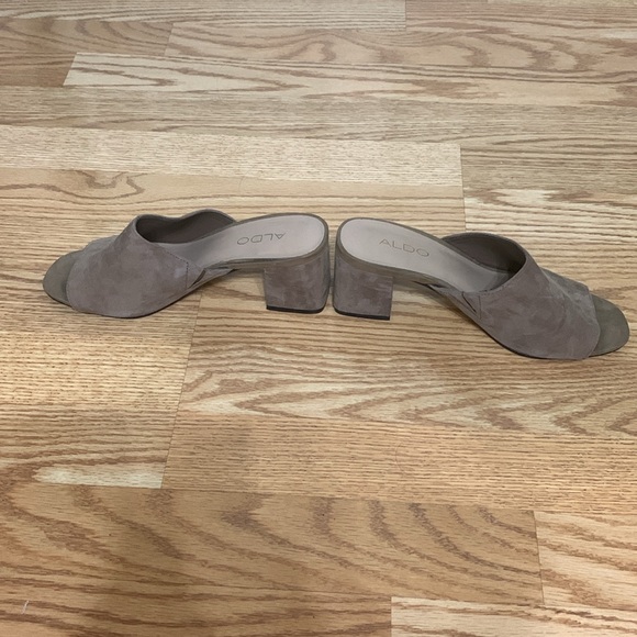 Heeled Taupe Slides - Picture 2 of 6